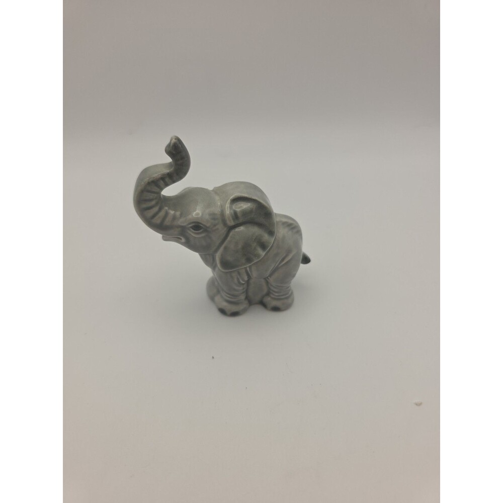 Vintage Goebel w. Germany Small Gray Elephant Porcelain Figurine Trunk Up 535